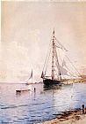 Alfred Thompson Bricher Canvas Paintings - Drying the Main at Anchor